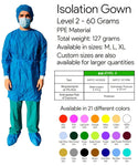 ISO Certified Isolation Gown Level 2 (Ocean)